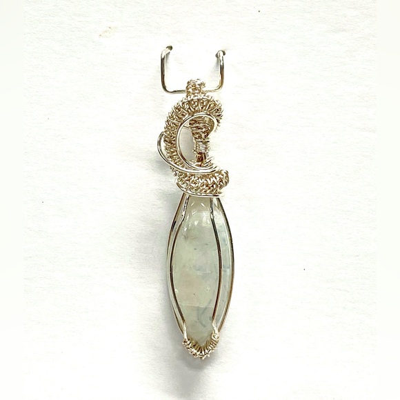 HANDMADE Moonstone Hand Wrapped Silver Plated Statement Pendant, Artisan Jewelry - Picture 3 of 10